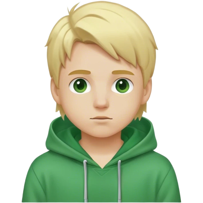 Cool kid with blonde hair and a green hoodie emoji