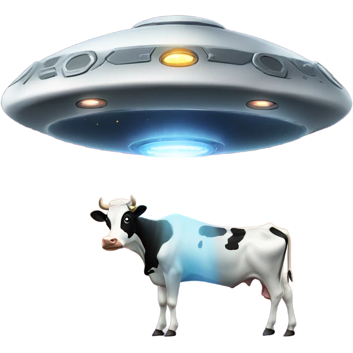 UFO capturing a cow emoji