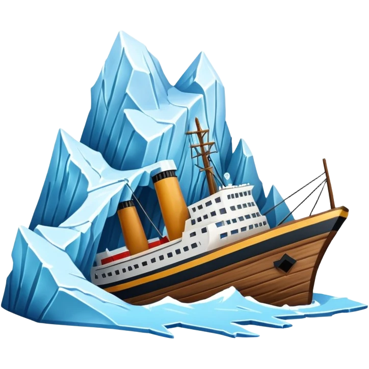 A ship crashing into an iceberg emoji