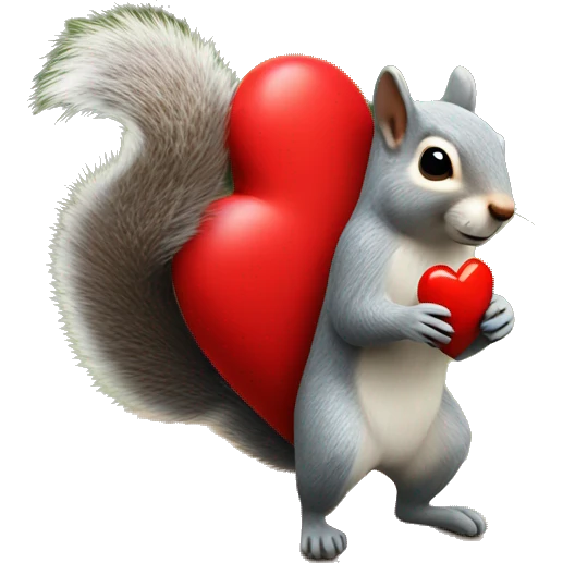 Squirrel hiking a red heart  emoji