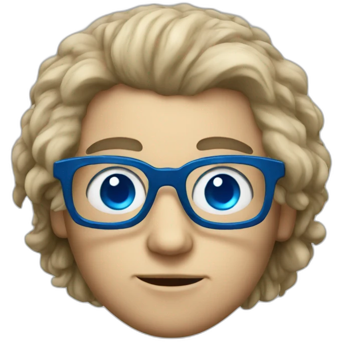 closeup of a young beethoven with blue glasses emoji