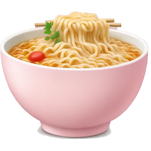 Ramen in a light pink bowl emoji