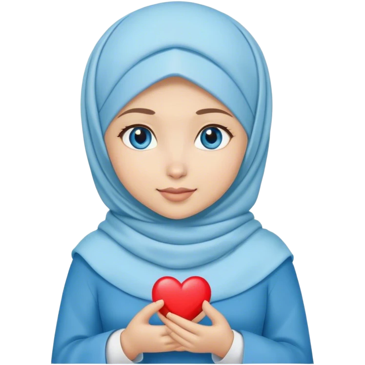 Turkish beautiful finish Konya girl blue eyes with hijab and hold heart in her hand  emoji