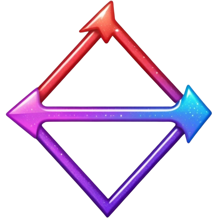 color gradient between red and purple glitter arrow emoji