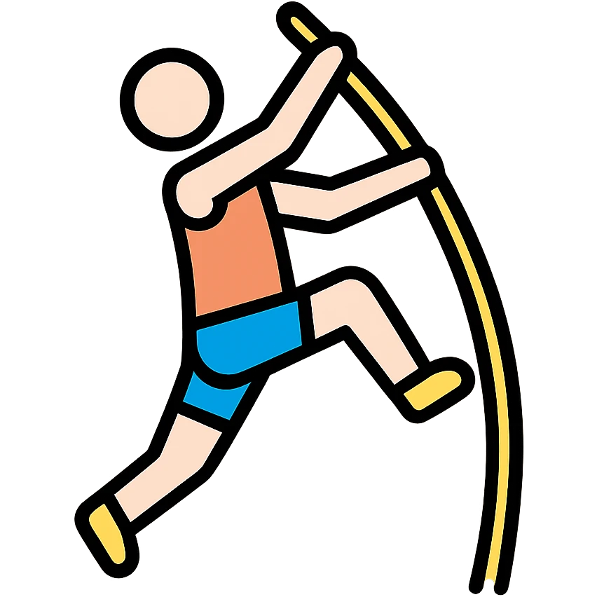 pole vaulting athlete icon or emoji lineal color icon with black outlines emoji