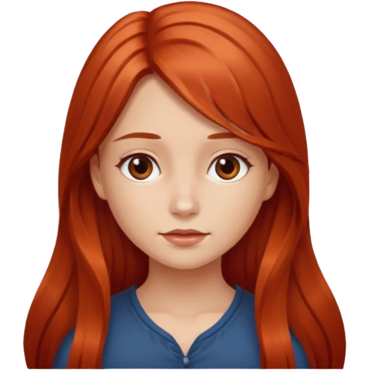 create a girl with long hair, copper red color emoji