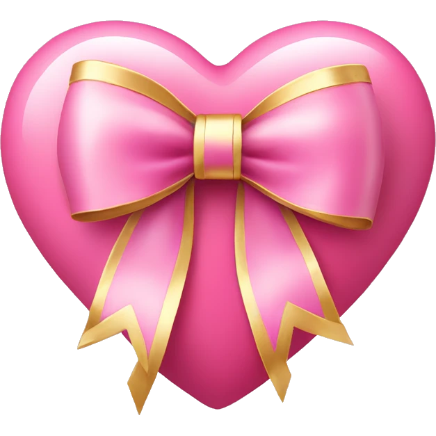 cute pink heart with fancy gold bow emoji