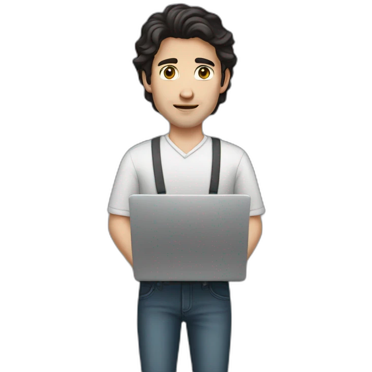 white man dark hair with laptop emoji