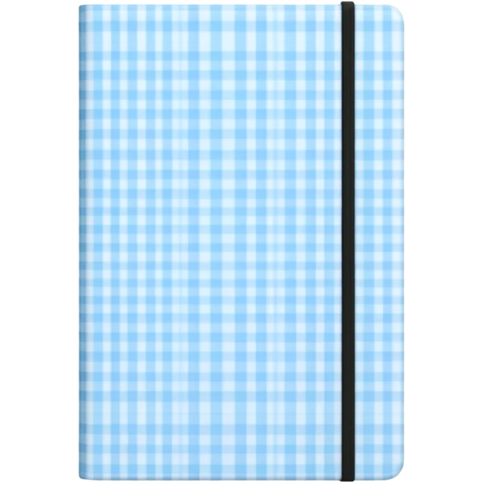 Cute  journal cover, pastel blue gingham pattern
Handwritten feminine typography, soft aesthetic, cozy girl vibe
Clean product mockup, minimal shadows, lifestyle stationery style emoji
