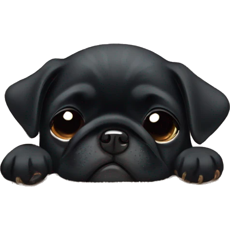 A Black puppy pug sleeps sleeping with a blanket emoji