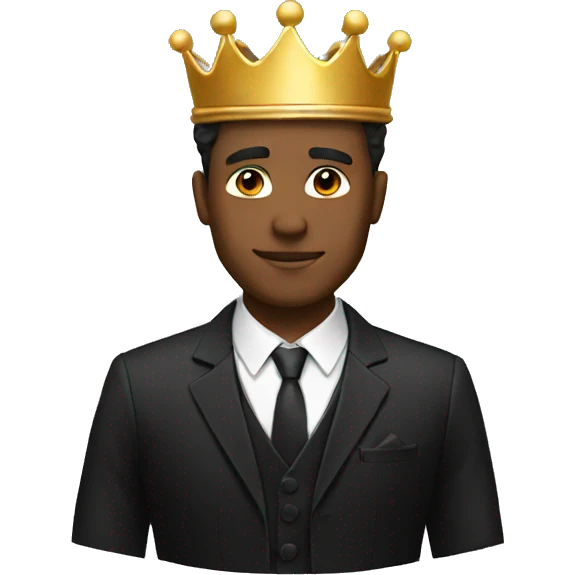 Man black suit crown emoji