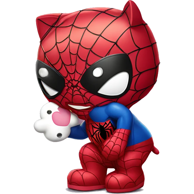 spider-man kissing hello kitty  emoji