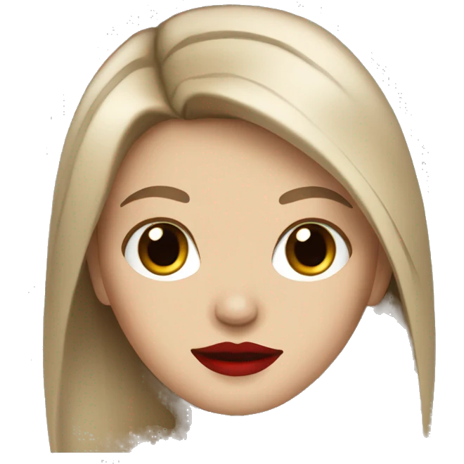 Long brown haired white girl with red lips  emoji