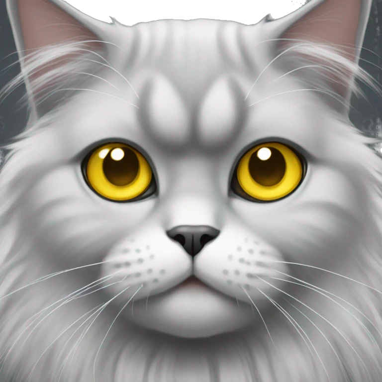 Persian cat with yellow eyes and white and gray fur emoji