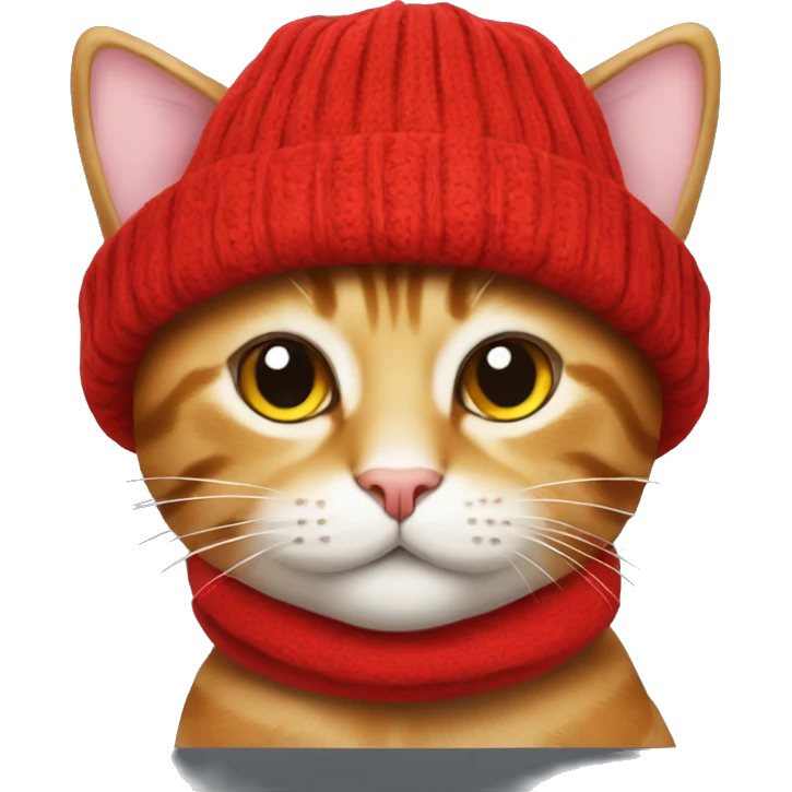 A cat wearing a talk hat and a red scarf emoji