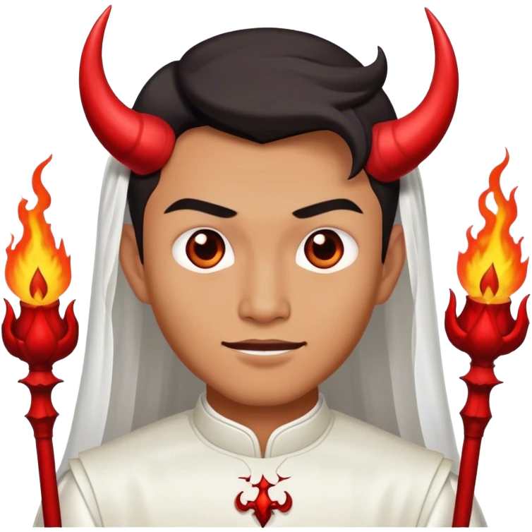 an asian male bride with the face of devil in wedding dress emoji
