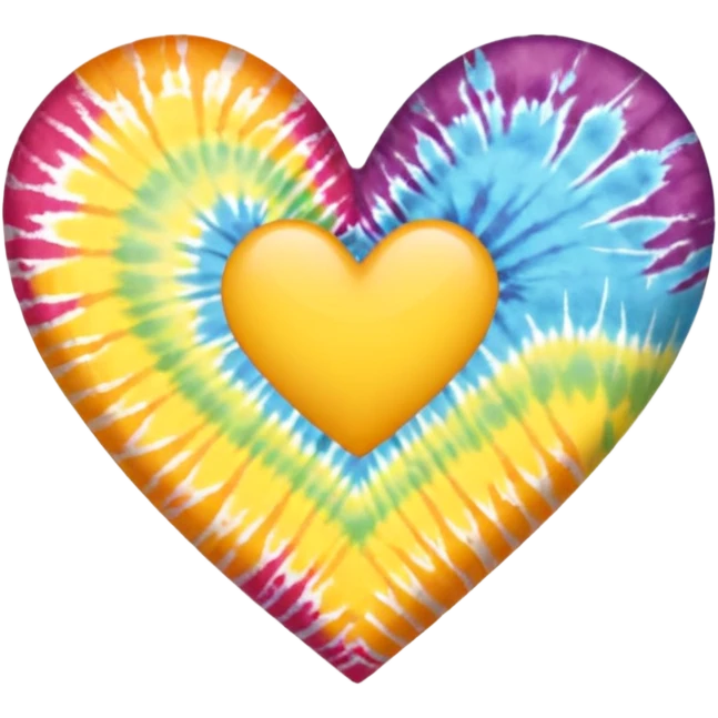 yellow heart with a tie-dye pattern emoji