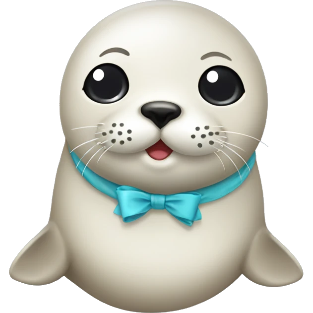 Kawaii seal with bow around neck emoji