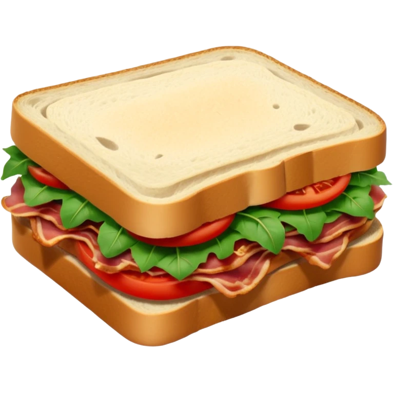 Sourdough bread sandwich with arugula and bacon and tomato slices inside emoji