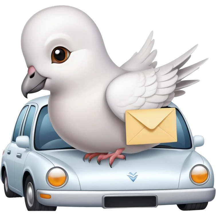 Dove with letter pope in car emoji