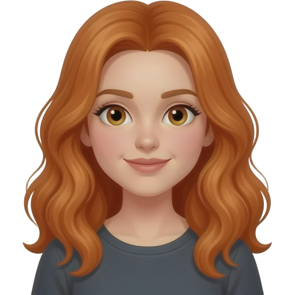 Asi pero con pelo cm rojizo naranja pero el pelo largo y con ondas emoji