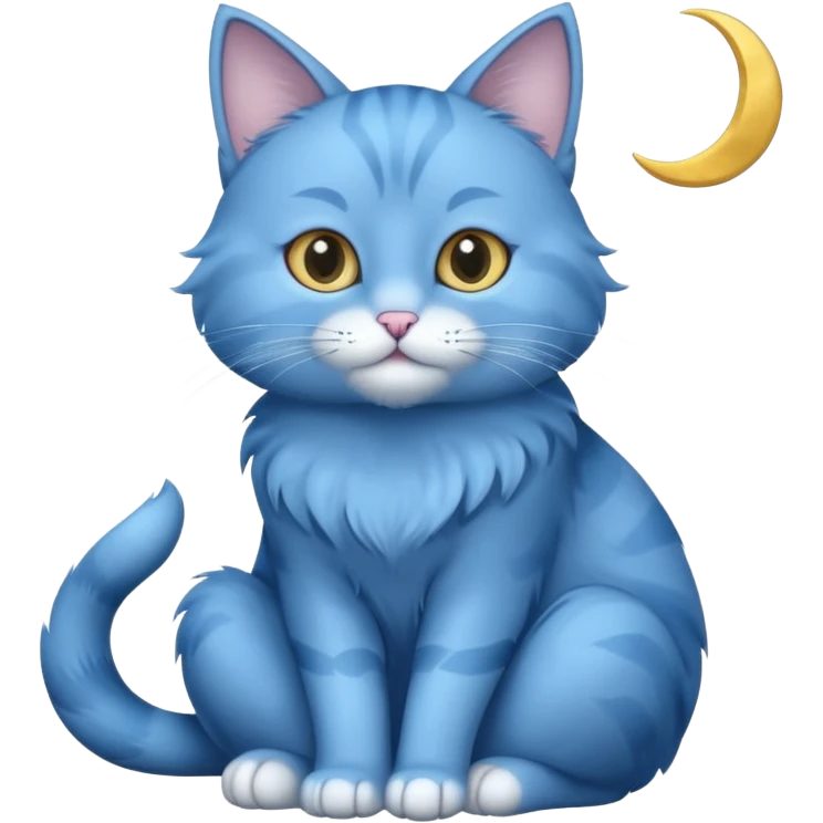 Blue cat holding a moon 🌙🐱 emoji