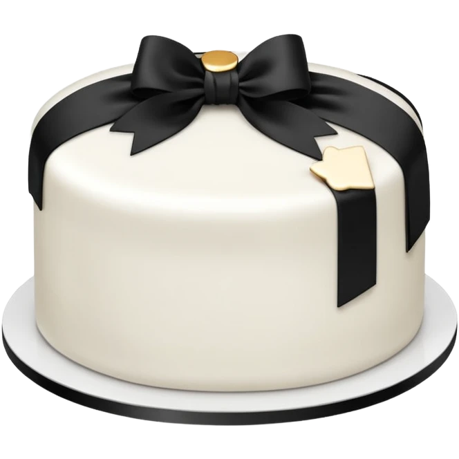 minimalist white cake with black ribbon accent emoji