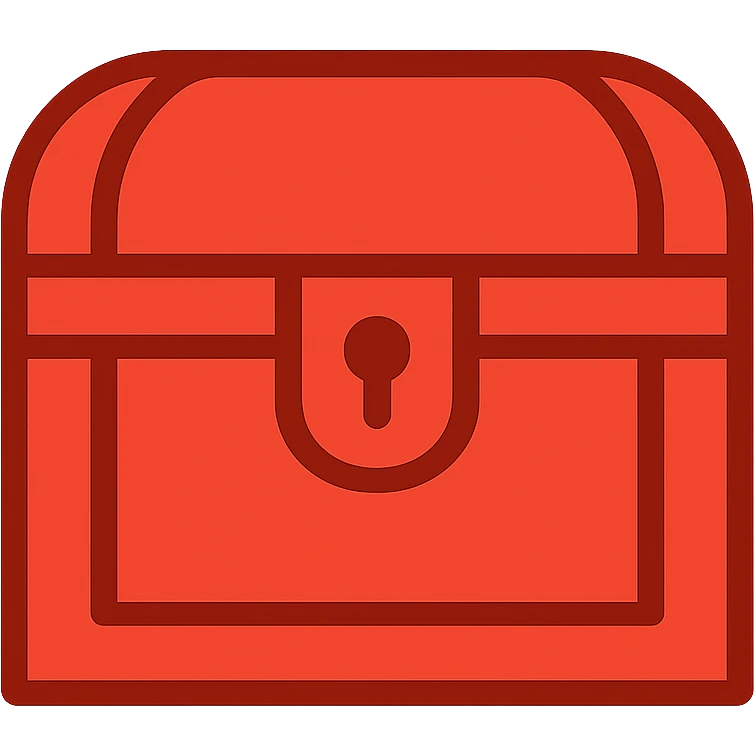 a completely solid red treasure chest icon with no other colors, everything including outlines must be red only emoji