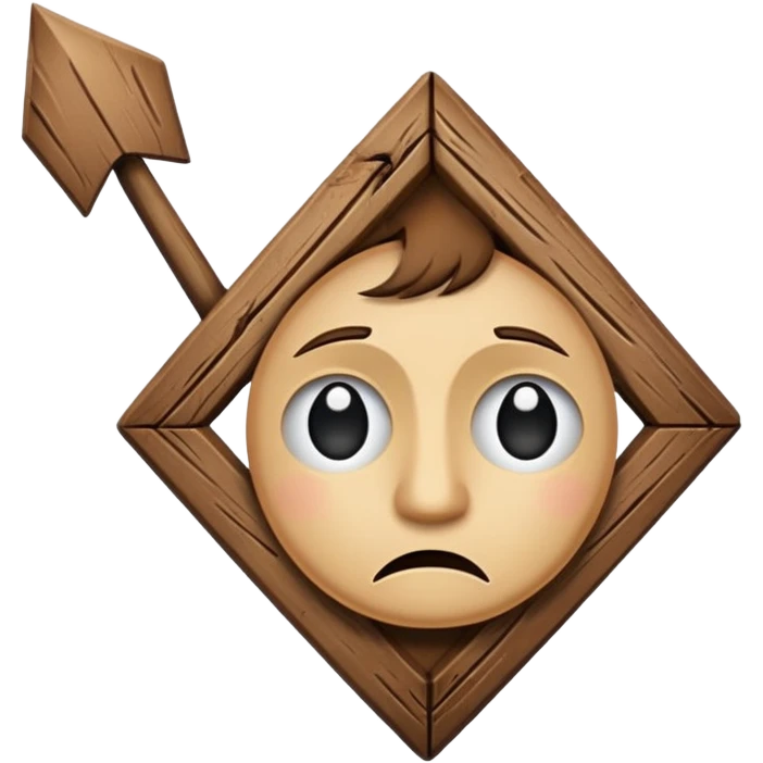 Bent brown arrow with a sad face emoji