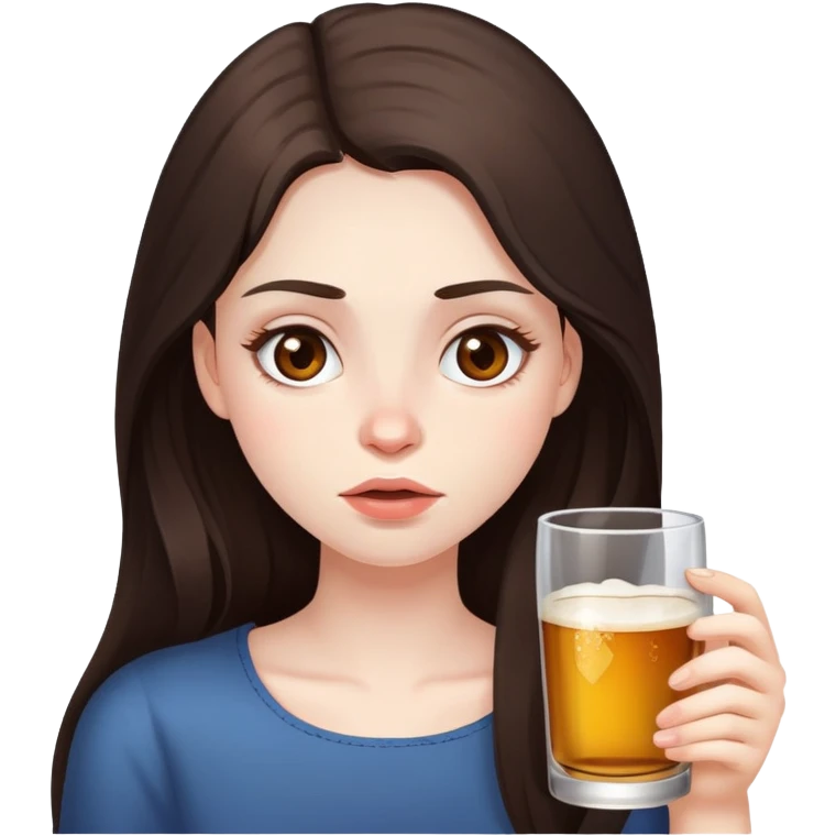girl with long darke brown hair brown eyeso and pale skin drunk emoji