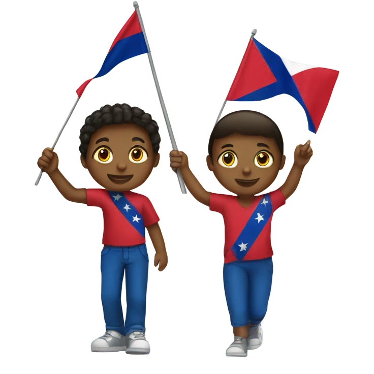 boy and girl with flag haiti on hand emoji