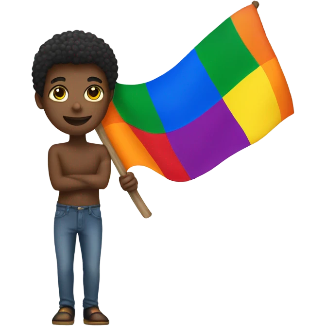 African Holding Gay pride flag emoji