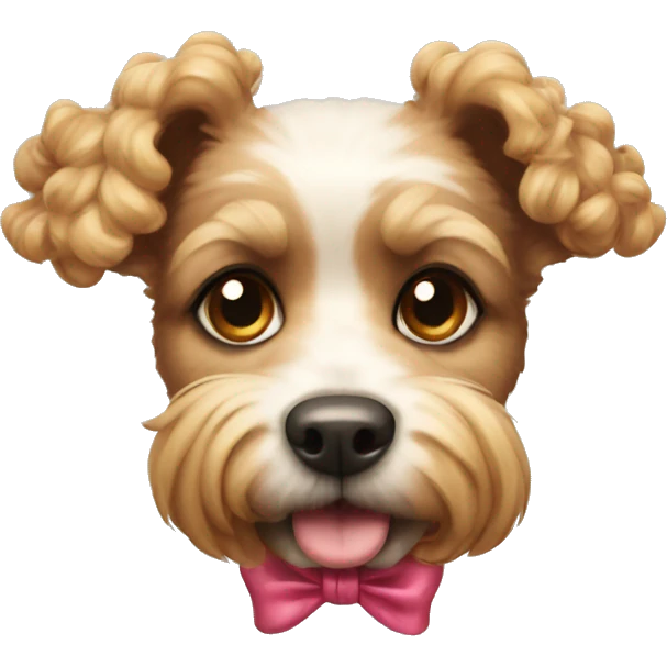 Curly dog with bow emoji