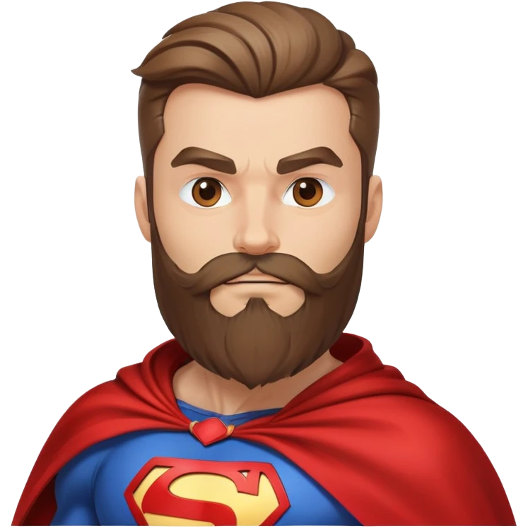 superhero with magnificent flowing beard, cape, mask, muscular emoji