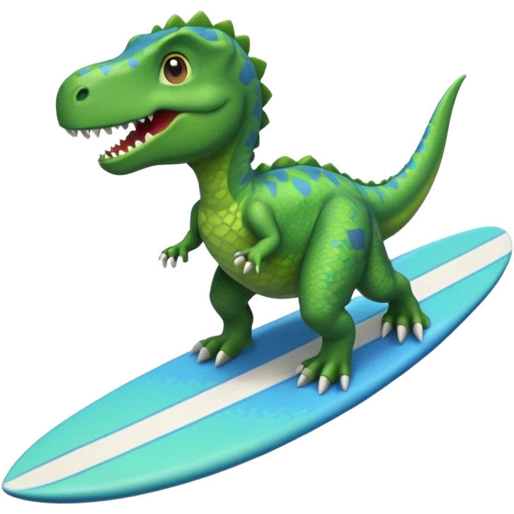 A dinosaur on a surfboard emoji