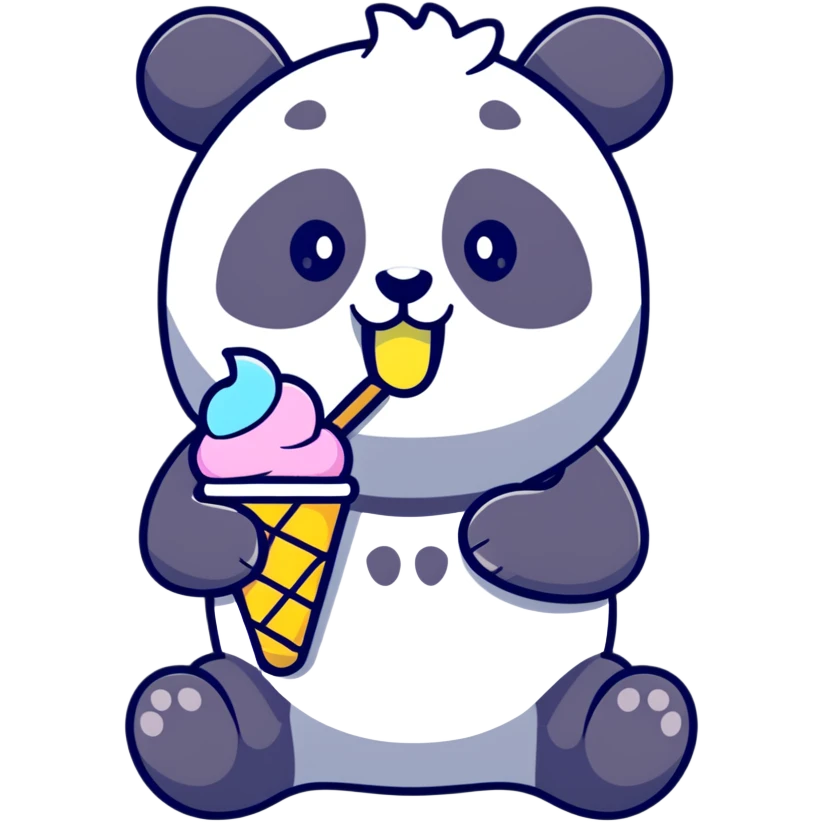 Panda eating ice cream emoji