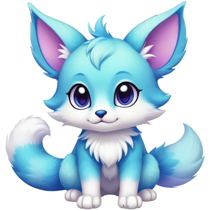 Kawaii bright fantasy ethereal anthro fursona animal with a tufted tail and round ears emoji