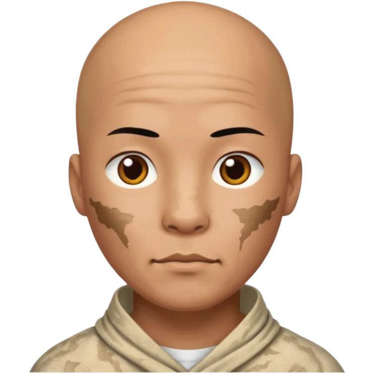 china ancient man bold head, tattered puma skin cloth emoji