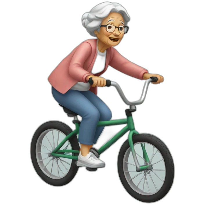 old woman riding a bmx emoji