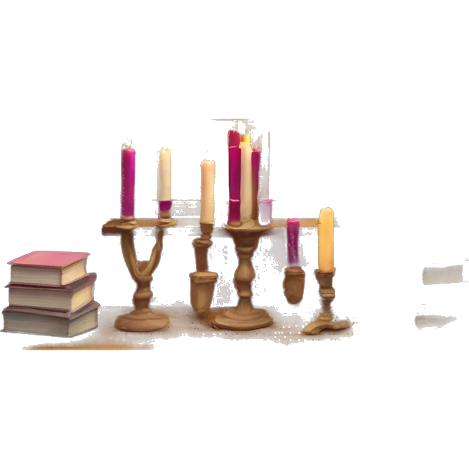 Books and candles entering for a window burgundy emoji