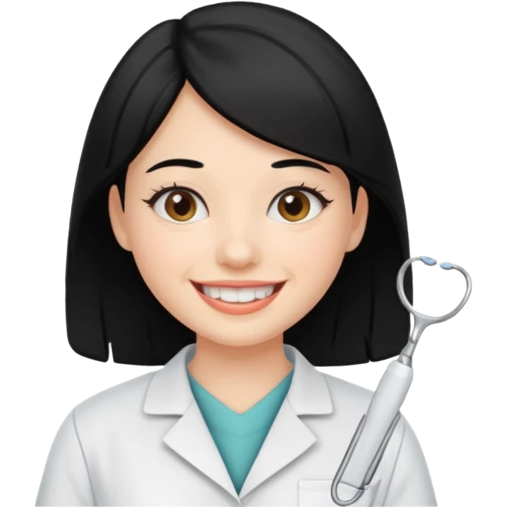 estudiante mujer de odontología con el cabello negro  emoji