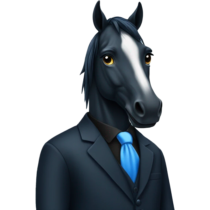 blue horse with black suit emoji