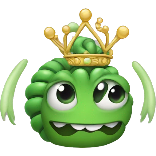 Green worm wearing a tiara  emoji
