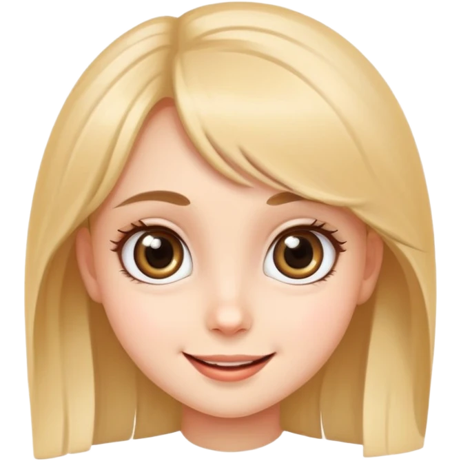 cute girl face with big eyes, smiling emoji