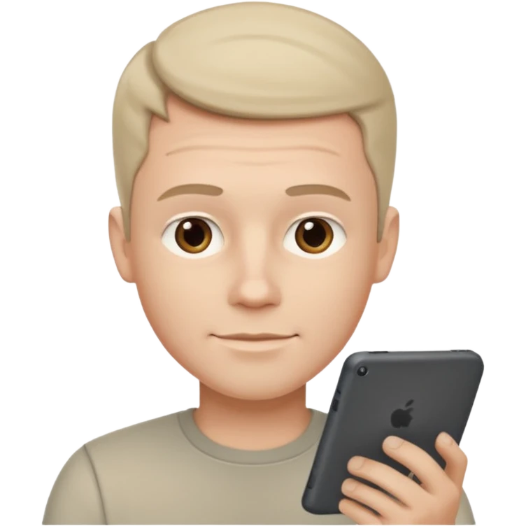 white male with tablet on hand and phone, digital and tech vibes, normal colors, no hat no brands emoji