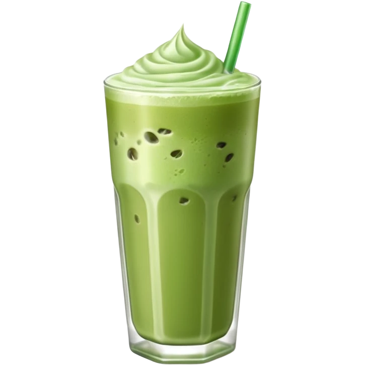 Iced Matcha latte in a long glass emoji