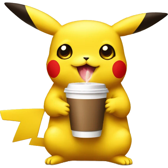 Pikachu drinking coffee emoji