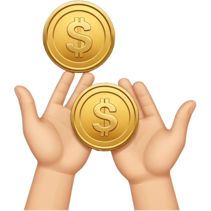 getting coin money with two hand emoji