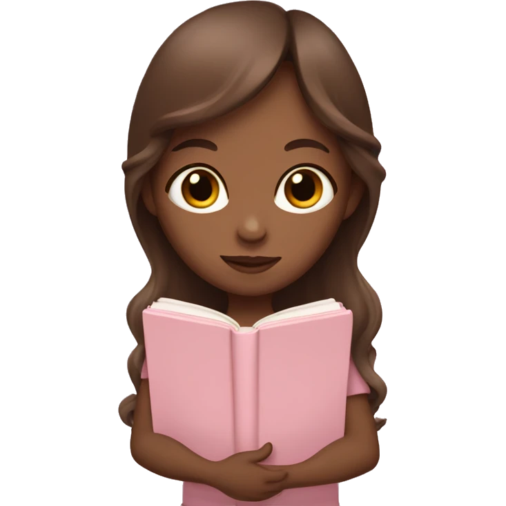 girl with fair skin and long brown hair holding a closed baby pink book emoji