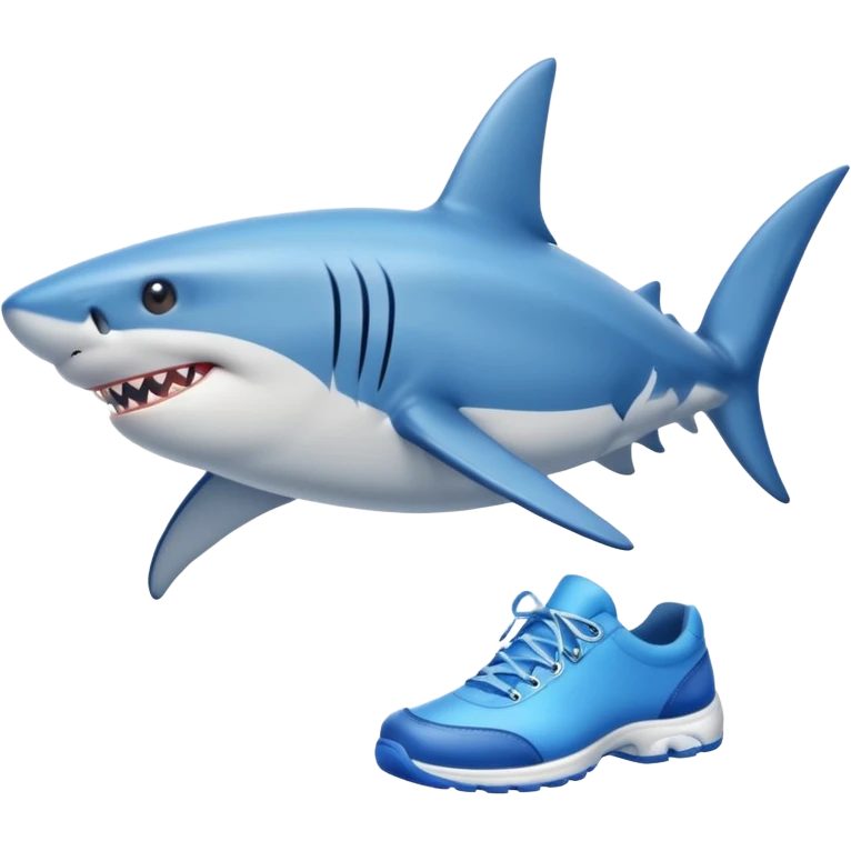 Shark with legs wearing blue shoes emoji